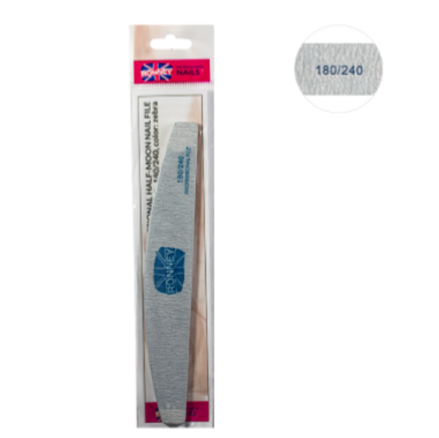 Ronney Professional Premium Nailfile Half-Moon 180/240 Zebra SALE Ronney Professional Premium Nailfile Half-Moon 180/240 Zebra SALE