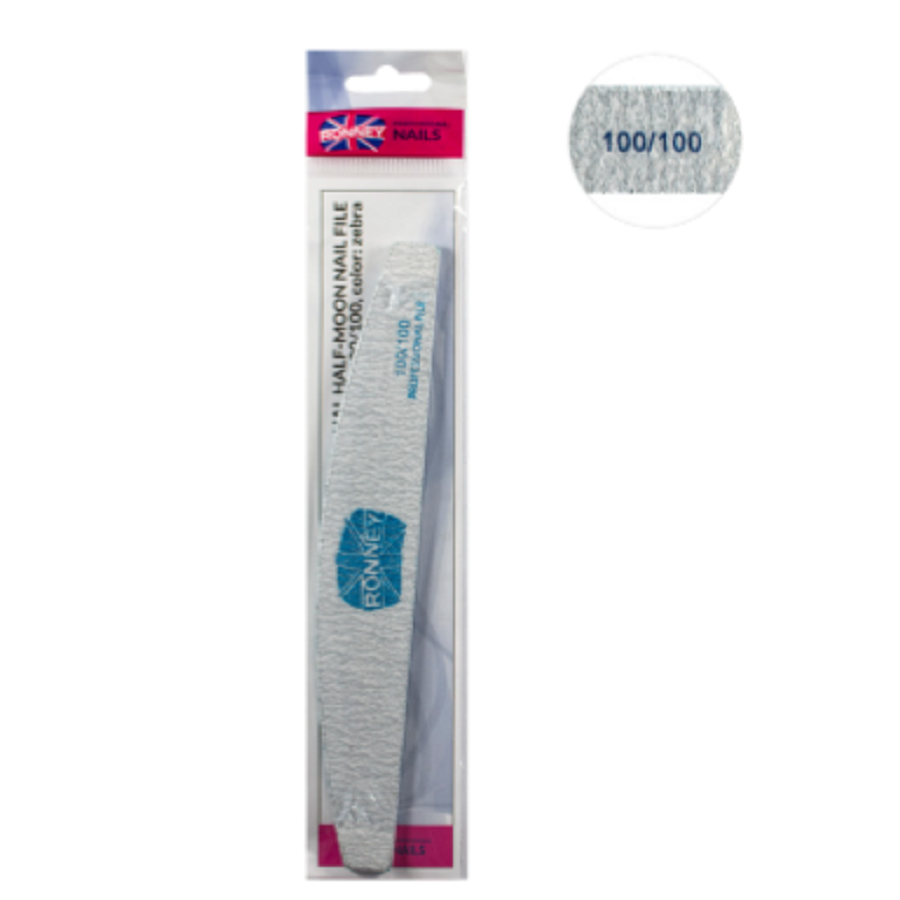 Ronney Professional Premium Nailfile Half-Moon 100/100 Zebra SALE Ronney Professional Premium Nailfile Half-Moon 100/100 Zebra SALE